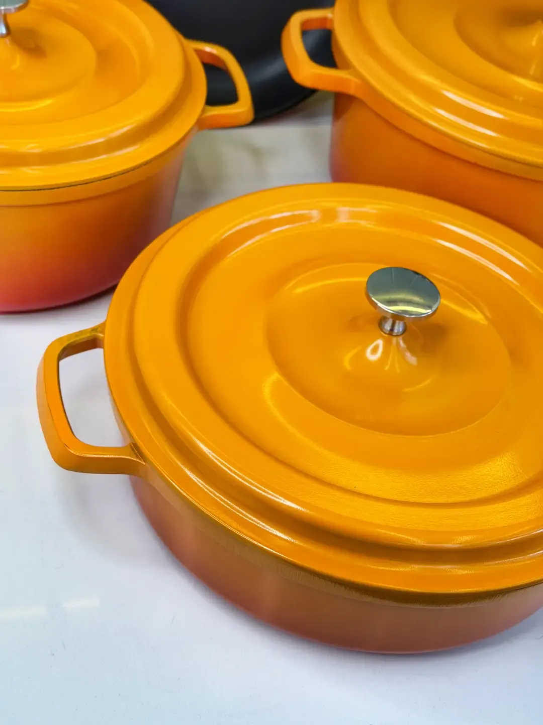 7 Parça Pro Chef Döküm Tencere Seti Turuncu — görsel 2