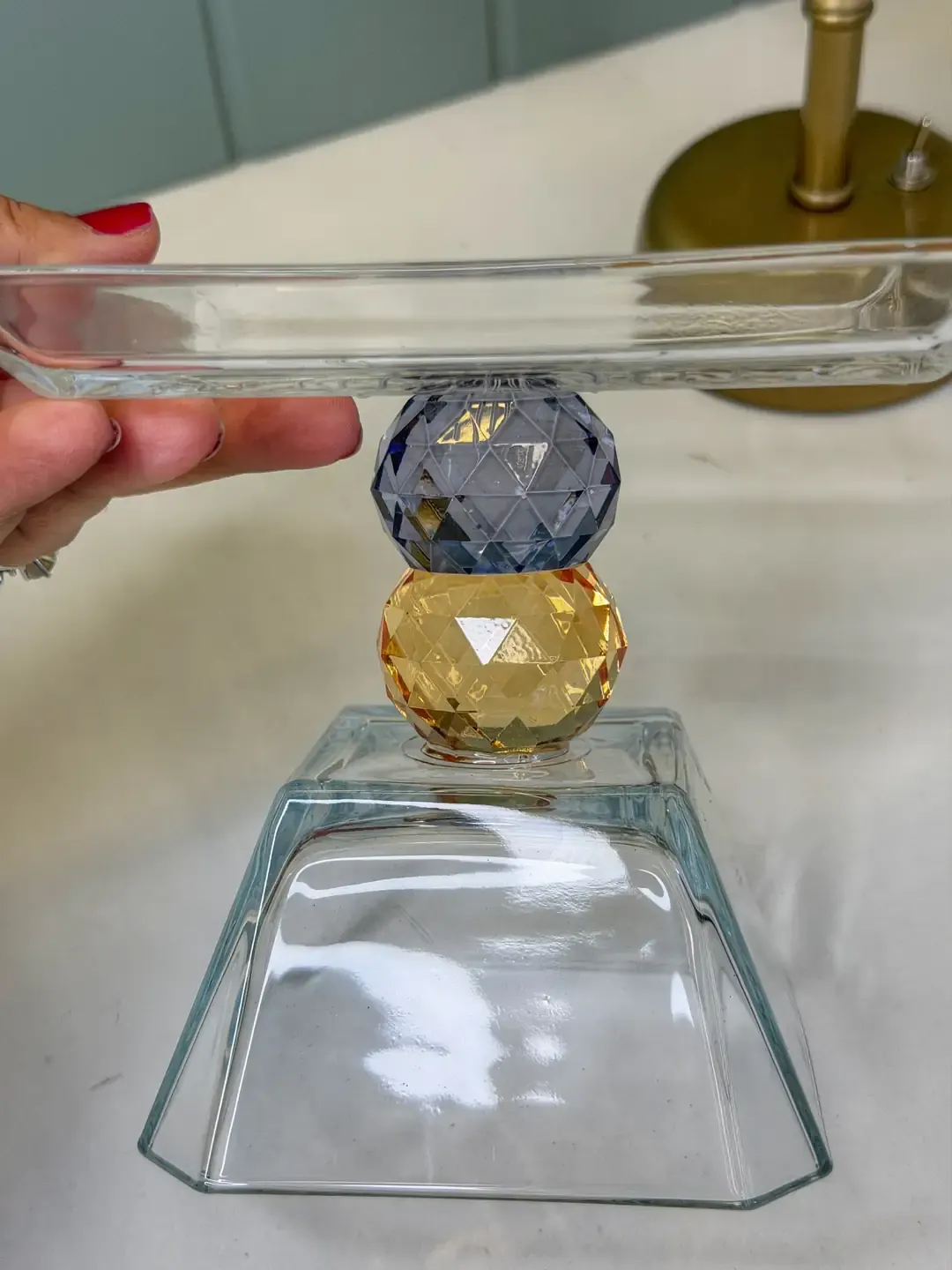 Kristal Top Ayaklı Kare Sunum Kasesi Küçük Boy — görsel 2