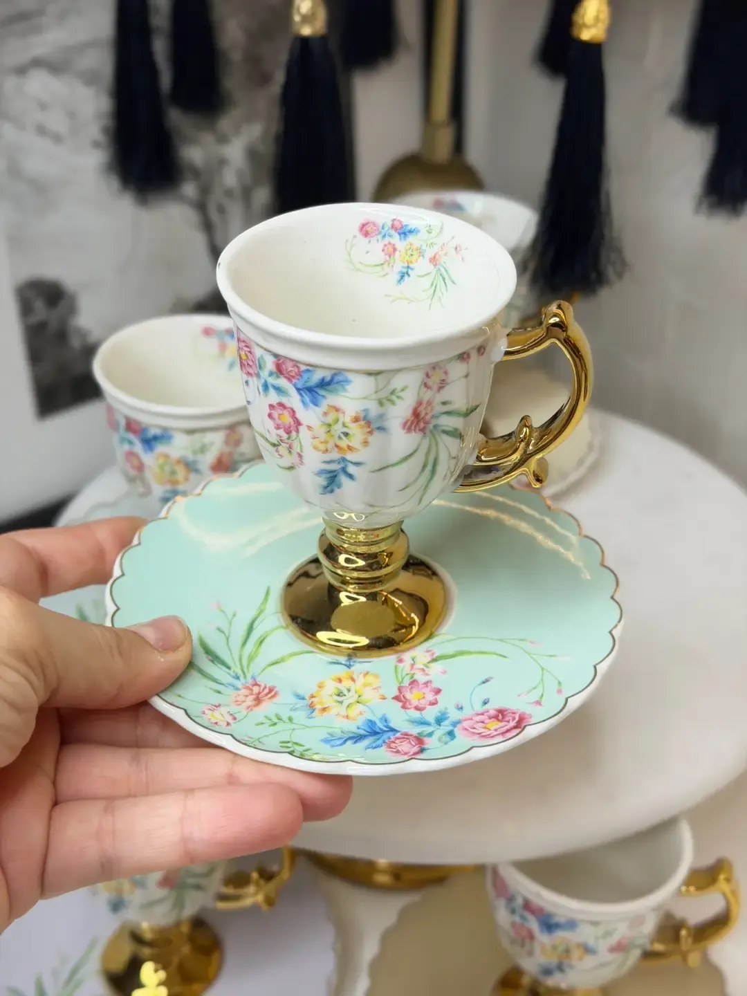 Viola 6 Kişilik Porselen Türk Kahvesi Fincanı — görsel 3