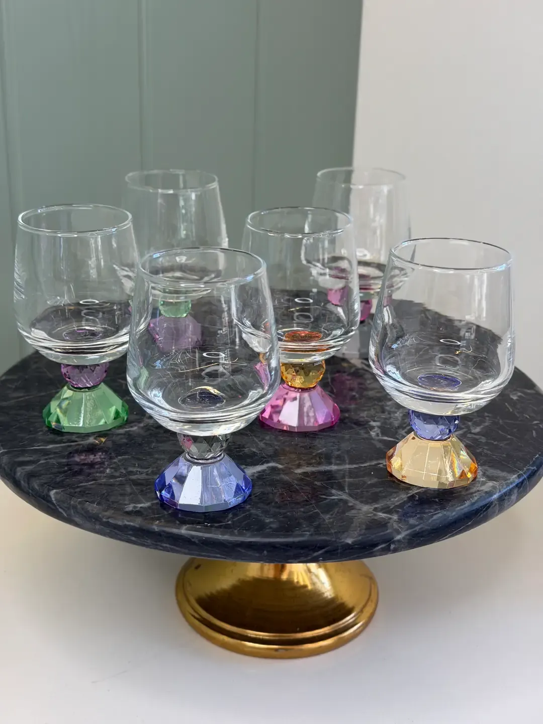 6lı Kristal Taşlı Kahve Yanı Su Bardağı