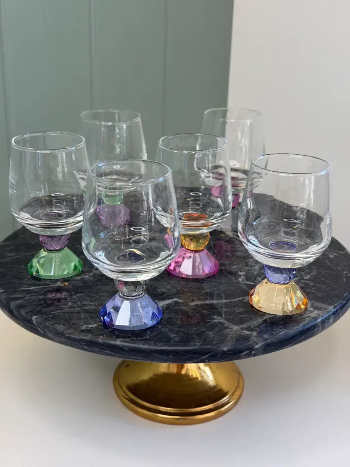 6lı Kristal Taşlı Kahve Yanı Su Bardağı