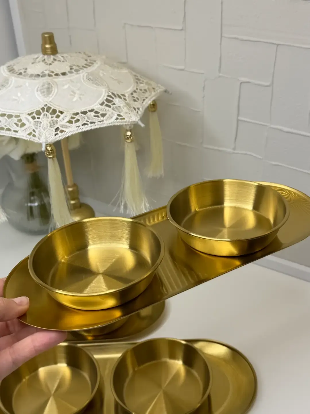 6lı Gold Sunum Kasesi / 3lü Dikdörtgen Sunum Tabağı — görsel 2