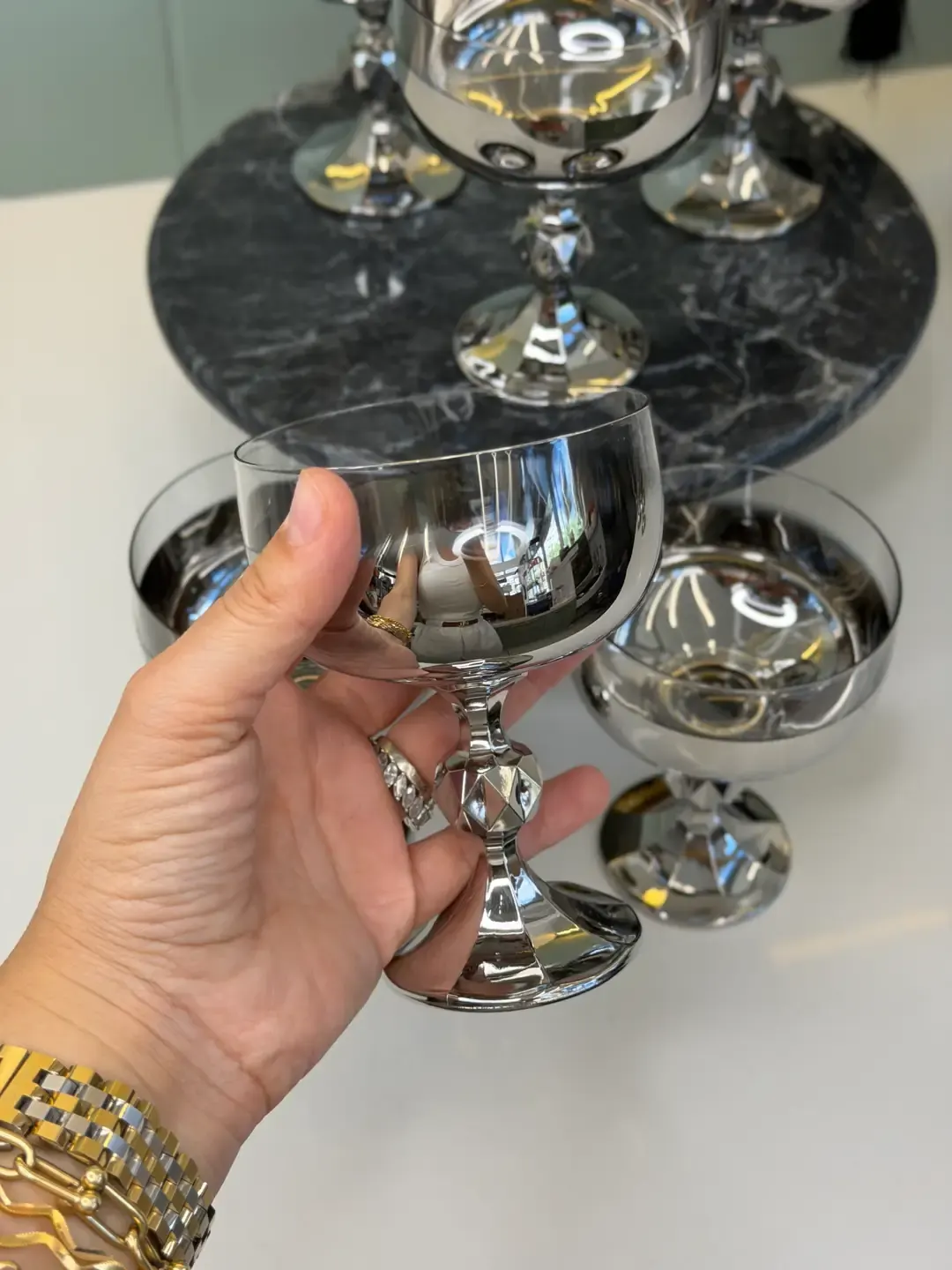 Dubai 6lı Gümüş Cup / Ayaklı Kase — görsel 3