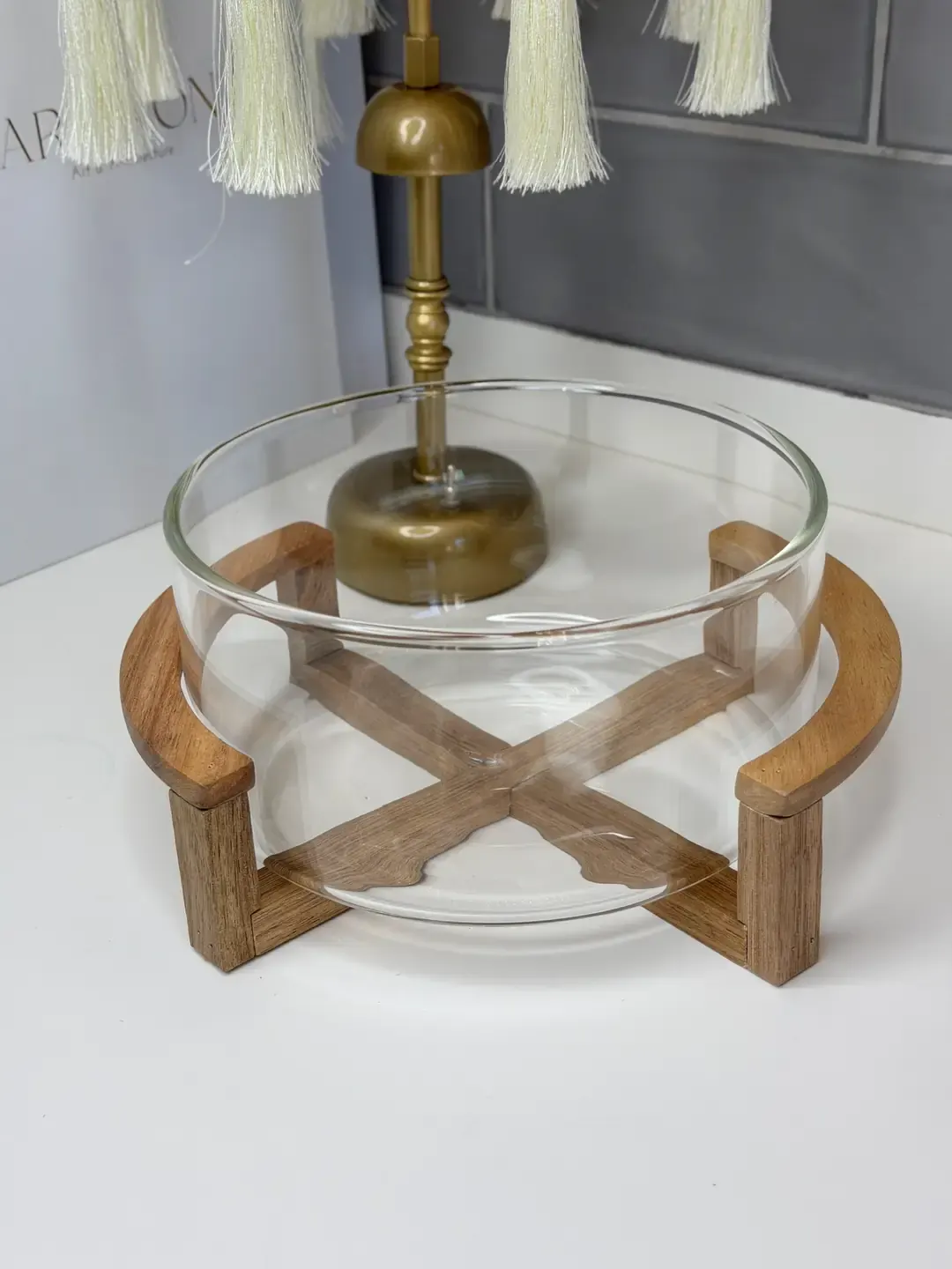 Akasya Standlı Cam Salata / Meyve Kasesi (20.10 cm) — görsel 4