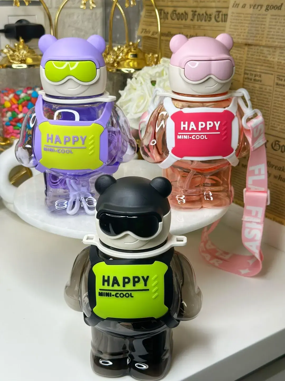 Askılı Robot Matara / Suluk Mor Siyah Pembe – Mor