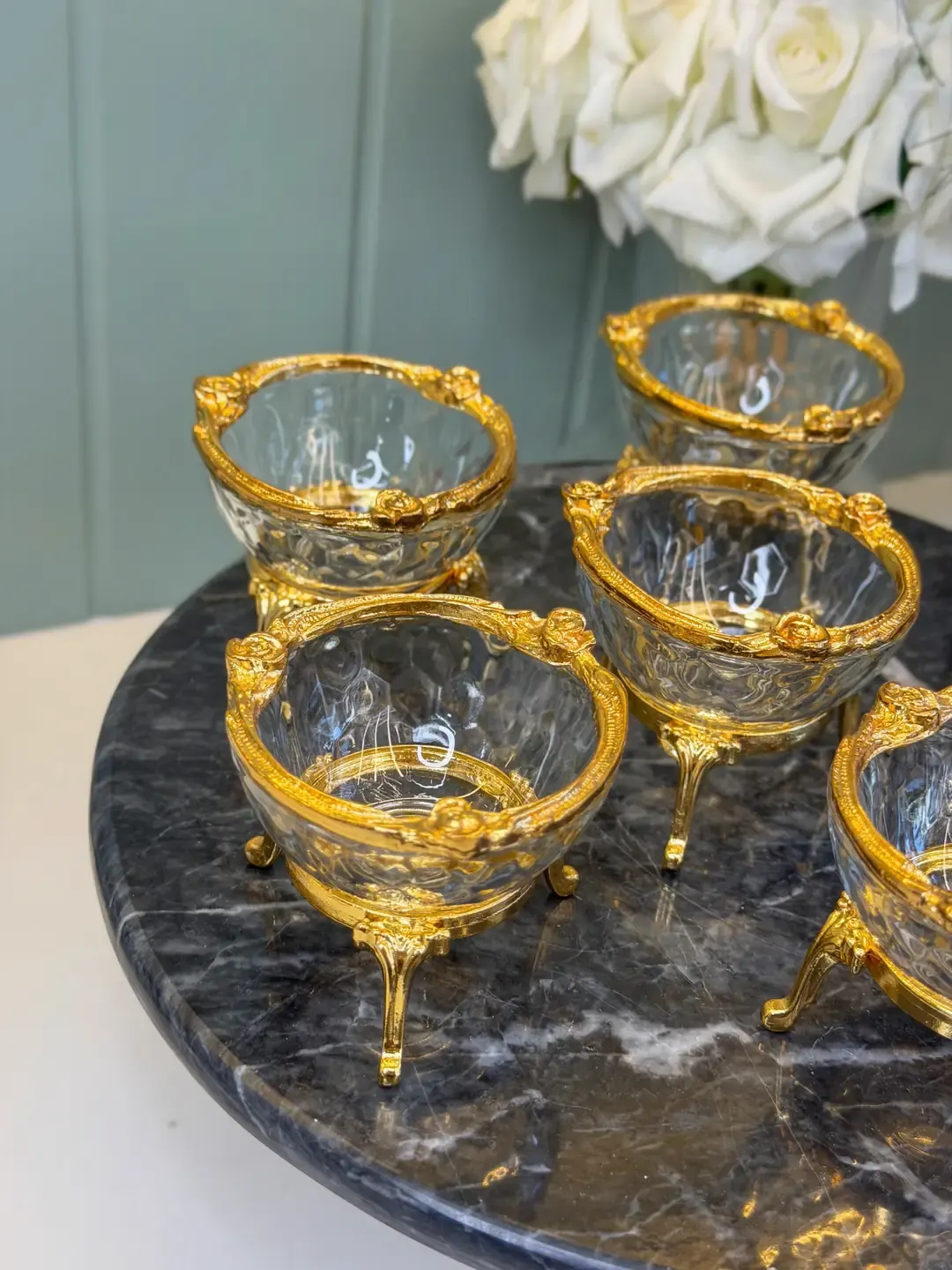 6lı Gold Kahve Yanı Cam Drajelik — görsel 4