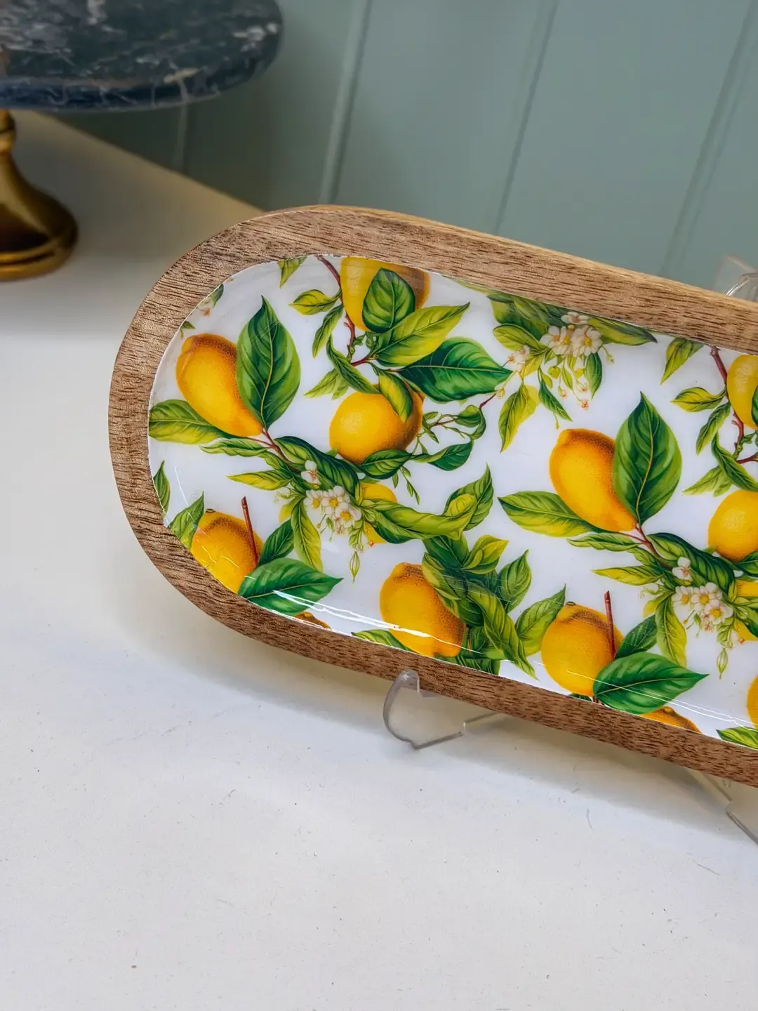 Mango Ağacı Limon Desenli Dikdörtgen Sunum Tabağı — görsel 2