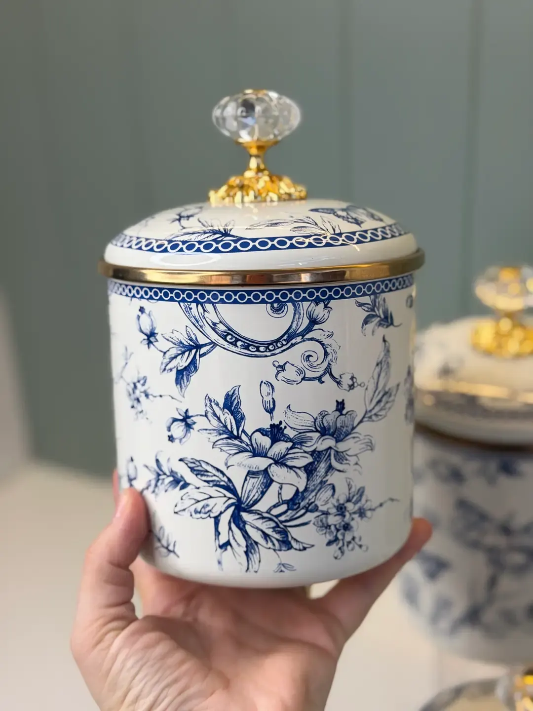 Maison Blue Kavanoz & Şekerlik Emaye Set — görsel 2