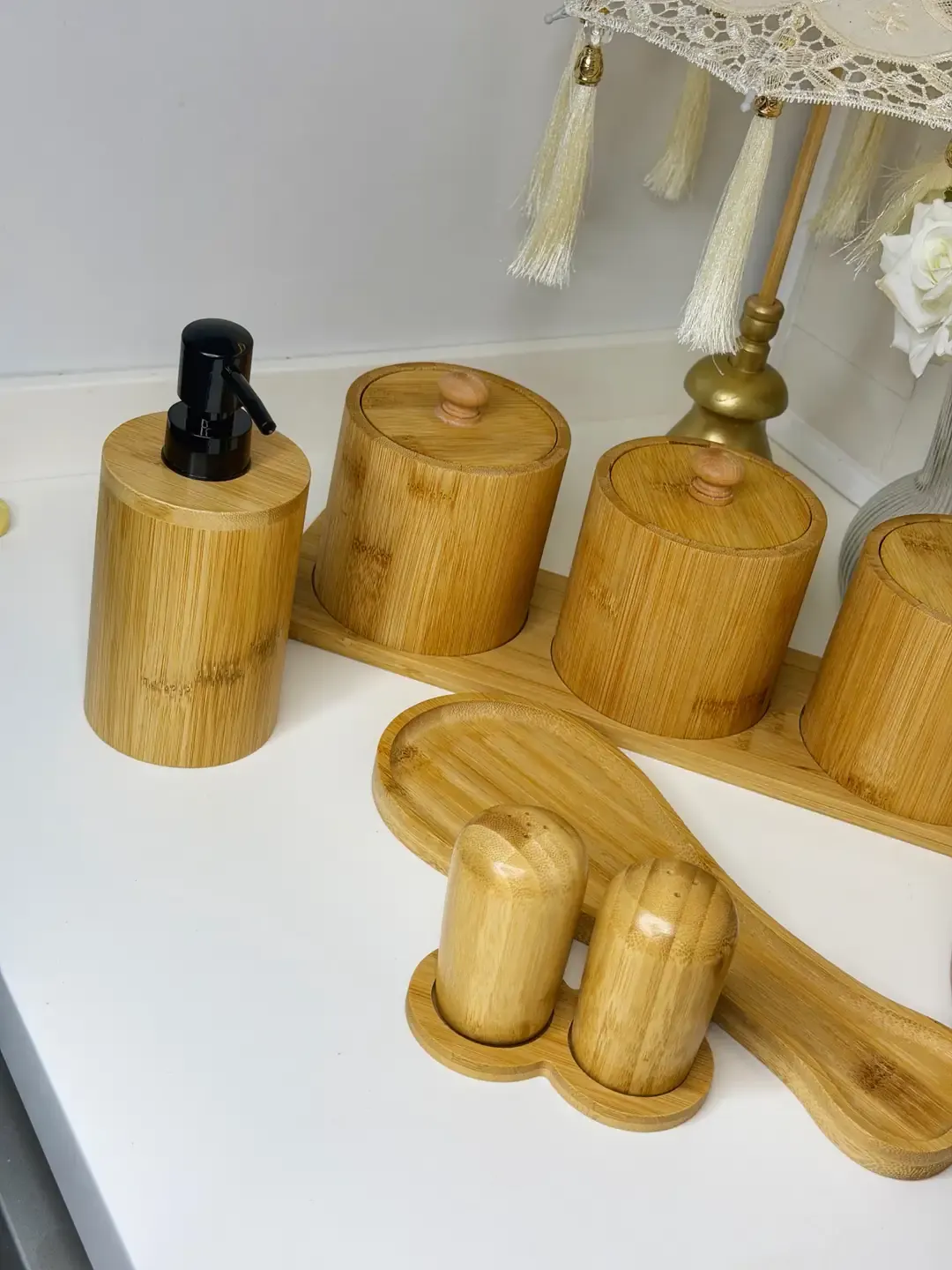 Pisa 13 Parça Tezgah Üzeri Bambu Set — görsel 4