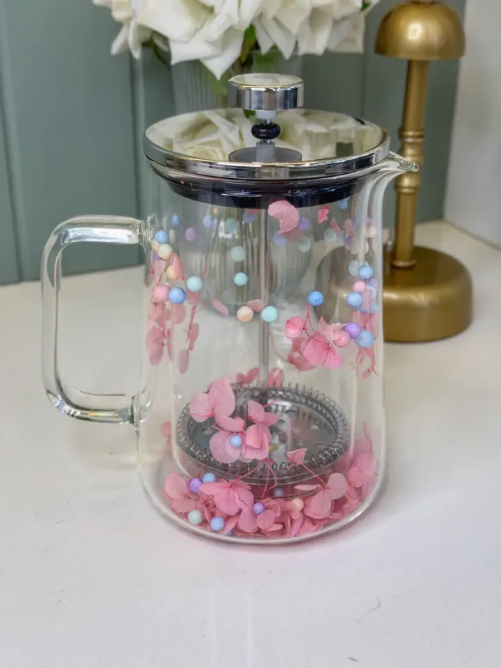 Çift Cidarlı Pembe French - Press Sürahi (Büyük Boy