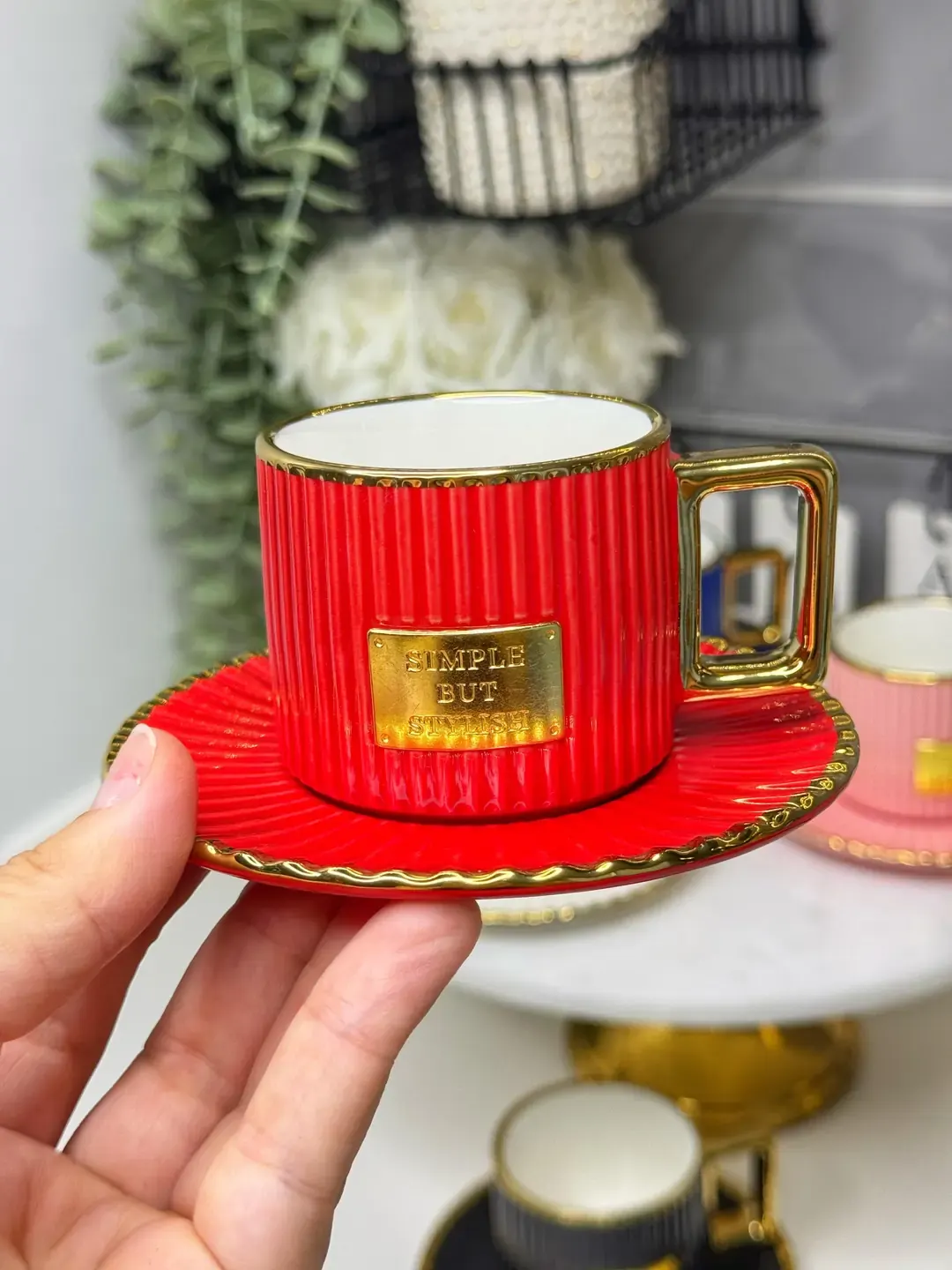 Gold Düğmeli 6 Kişilik Türk Kahvesi Fincanı — görsel 2