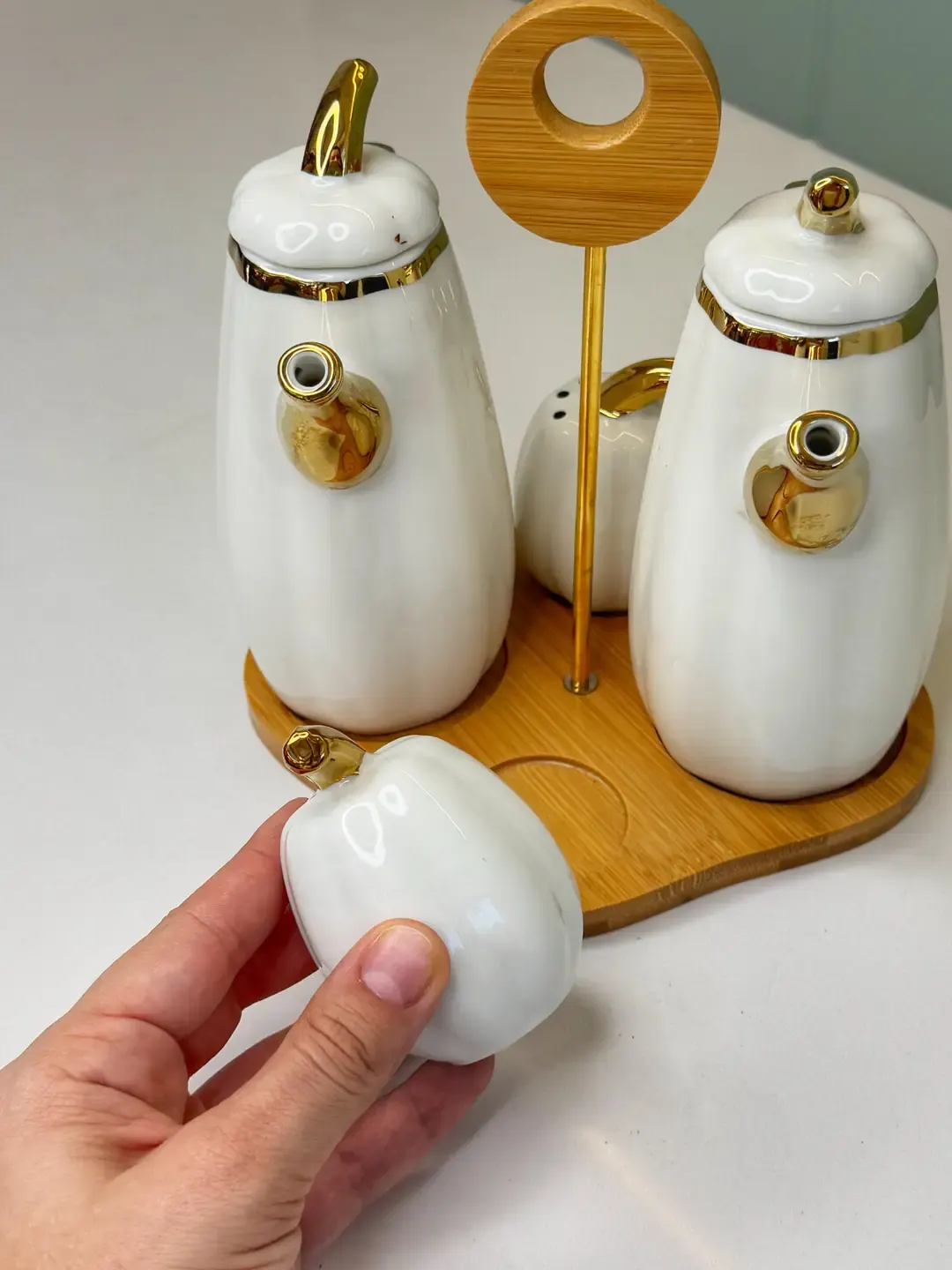 5 Parça Kabak Yağdanlık/Tuzluk Set Beyaz — görsel 2