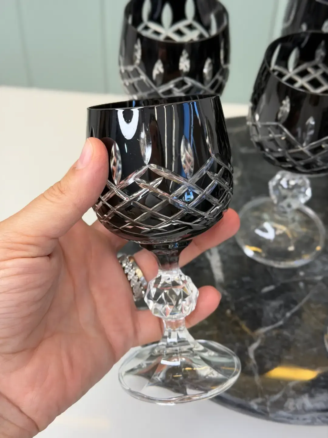 6lı Cladiu Siyah Bohemia Kahve Yanı Su Bardağı — görsel 4