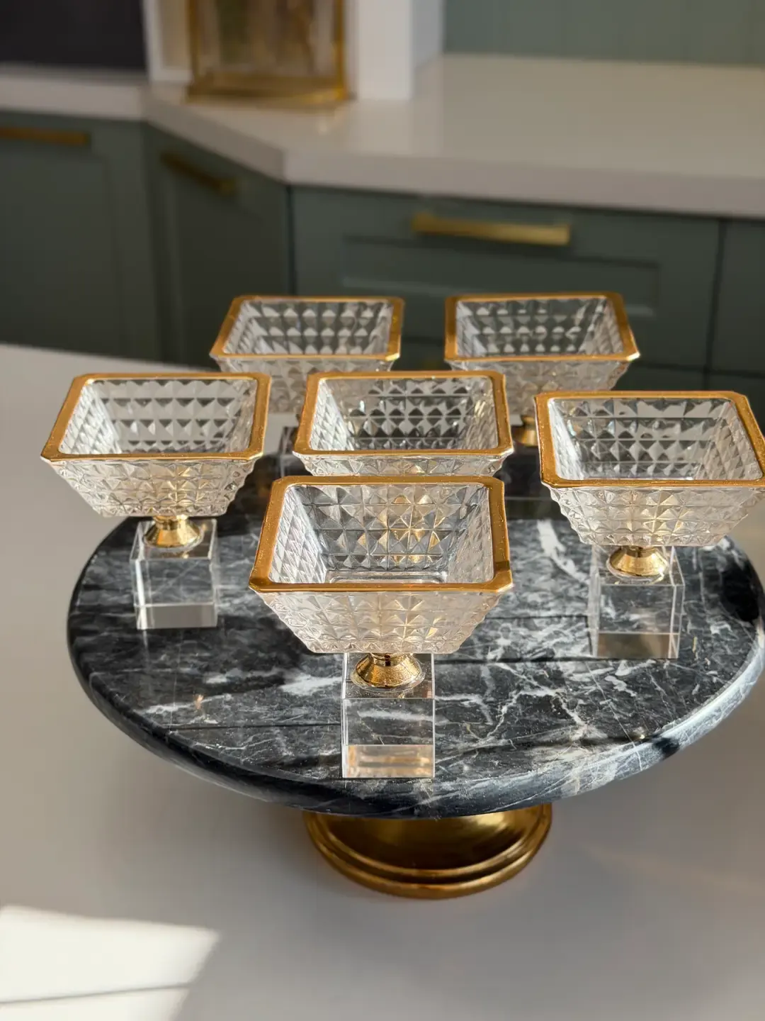 6lı Küp Ayaklı Gold Drajelik Kase