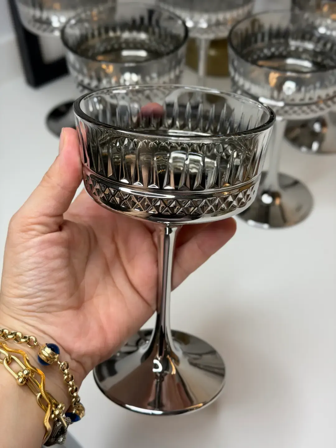 Paşabahçe Gümüş Detaylı Ayna Model 6lı Cup — görsel 3