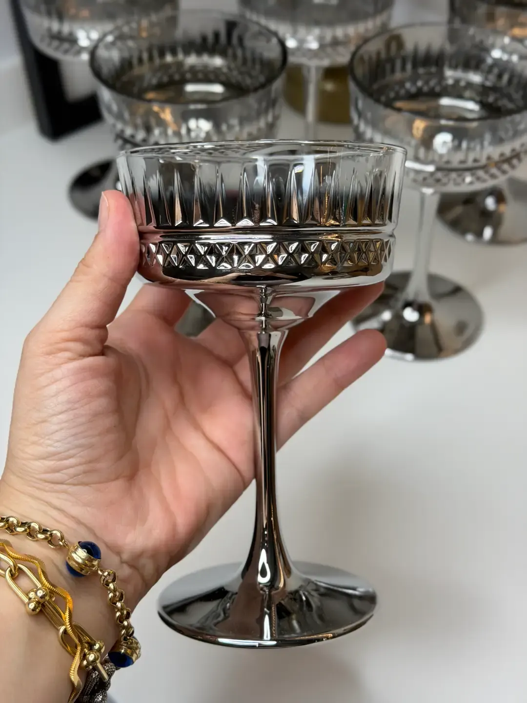 Paşabahçe Gümüş Detaylı Ayna Model 6lı Cup — görsel 4