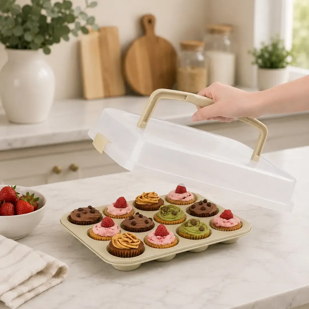 Sweetcase Kapaklı Muffin Kalıbı Krem