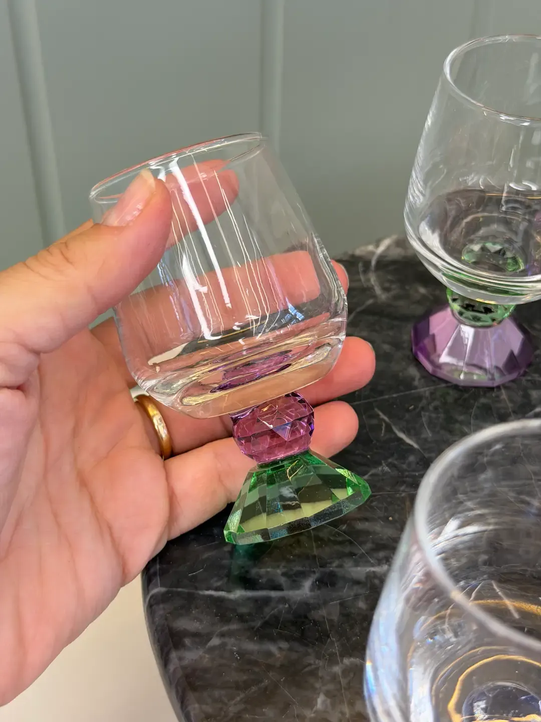 6lı Kristal Taşlı Kahve Yanı Su Bardağı — görsel 3