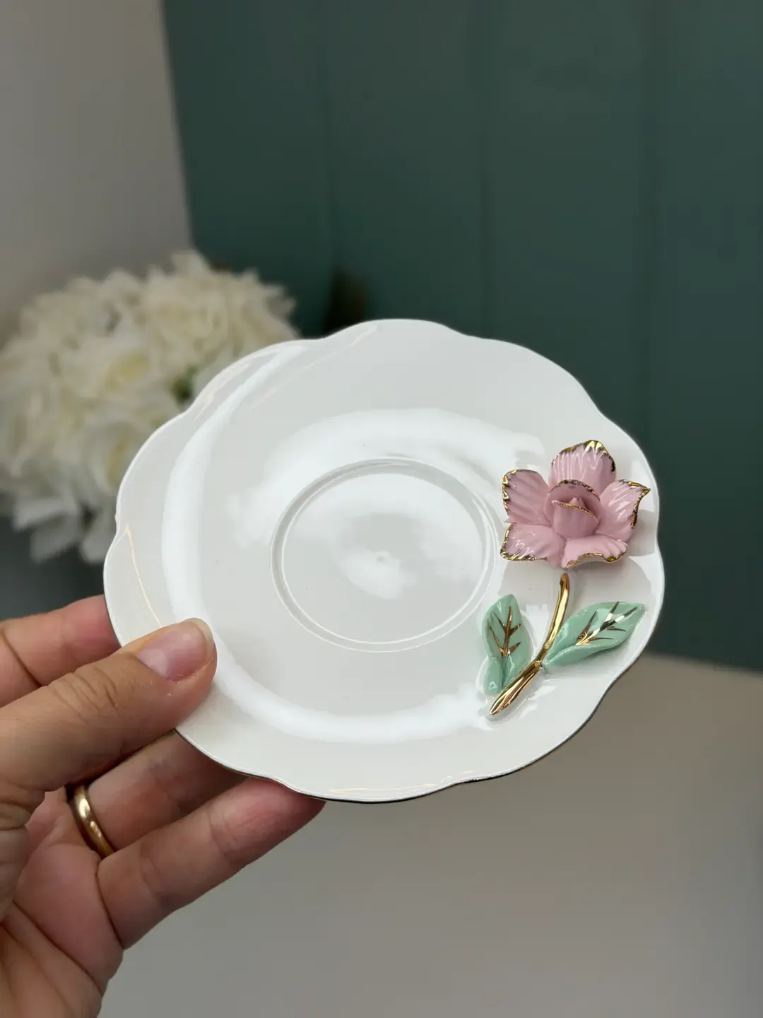 Nuvıa Pembe Çiçekli 6 Kişilik Porselen Türk Kahvesi Fincan Takımı — görsel 3