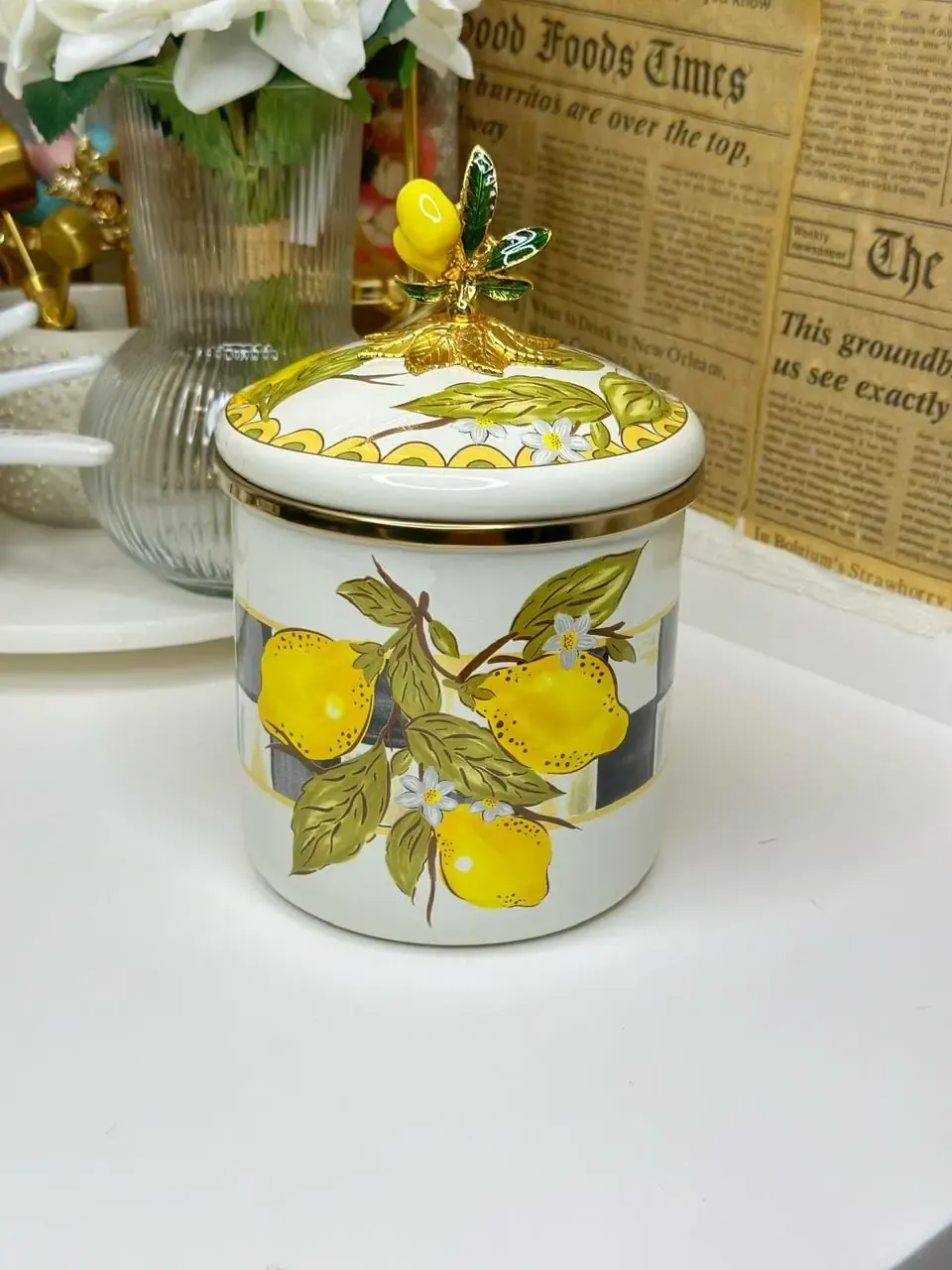 3lü Limon Desenli Emaye Şekerlik - Baharatlık — görsel 4