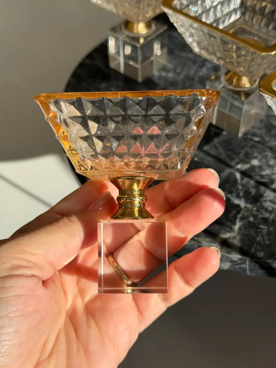 6lı Küp Ayaklı Gold Drajelik Kase — görsel 3
