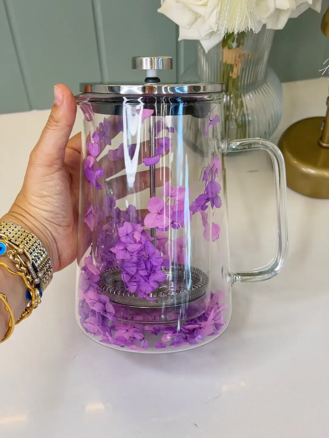 Çift Cidarlı Mor French - Press Sürahi (Büyük Boy — görsel 3
