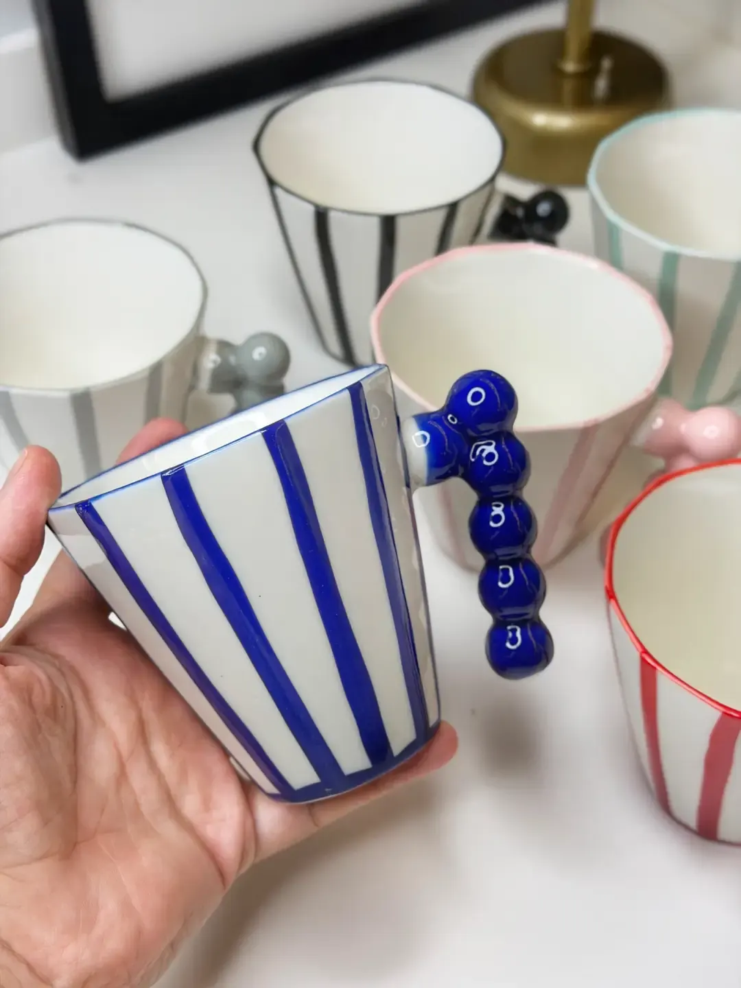 6lı Boncuk Kulplu Porselen Kupa — görsel 4