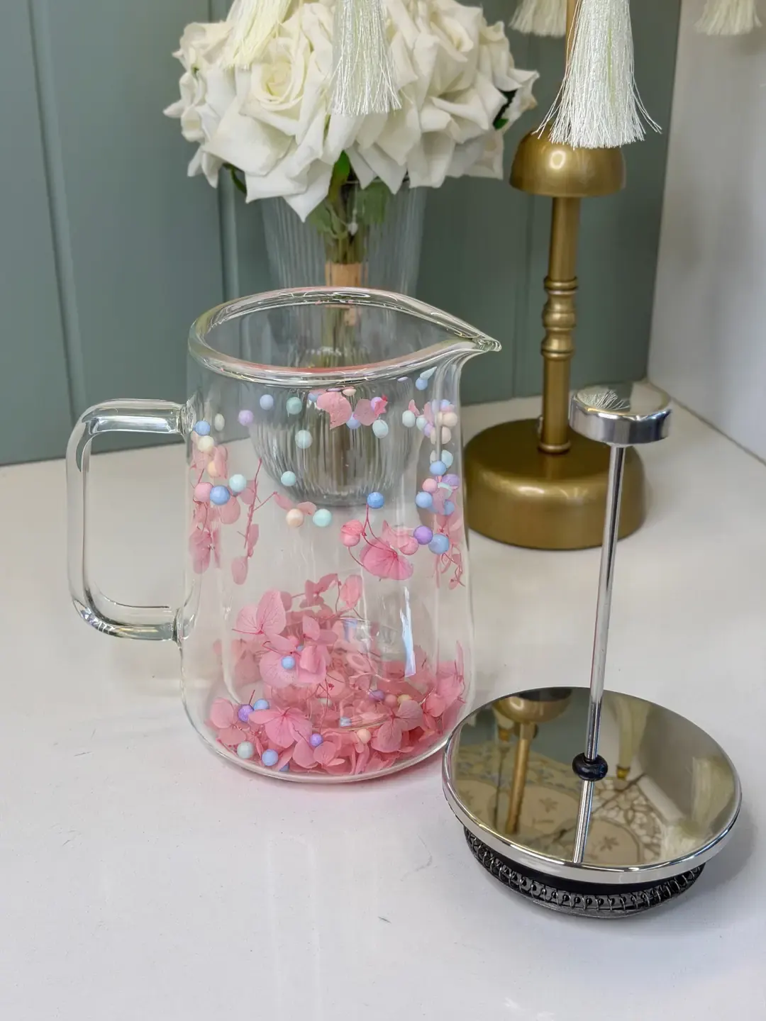Çift Cidarlı Pembe French - Press Sürahi (Büyük Boy — görsel 2