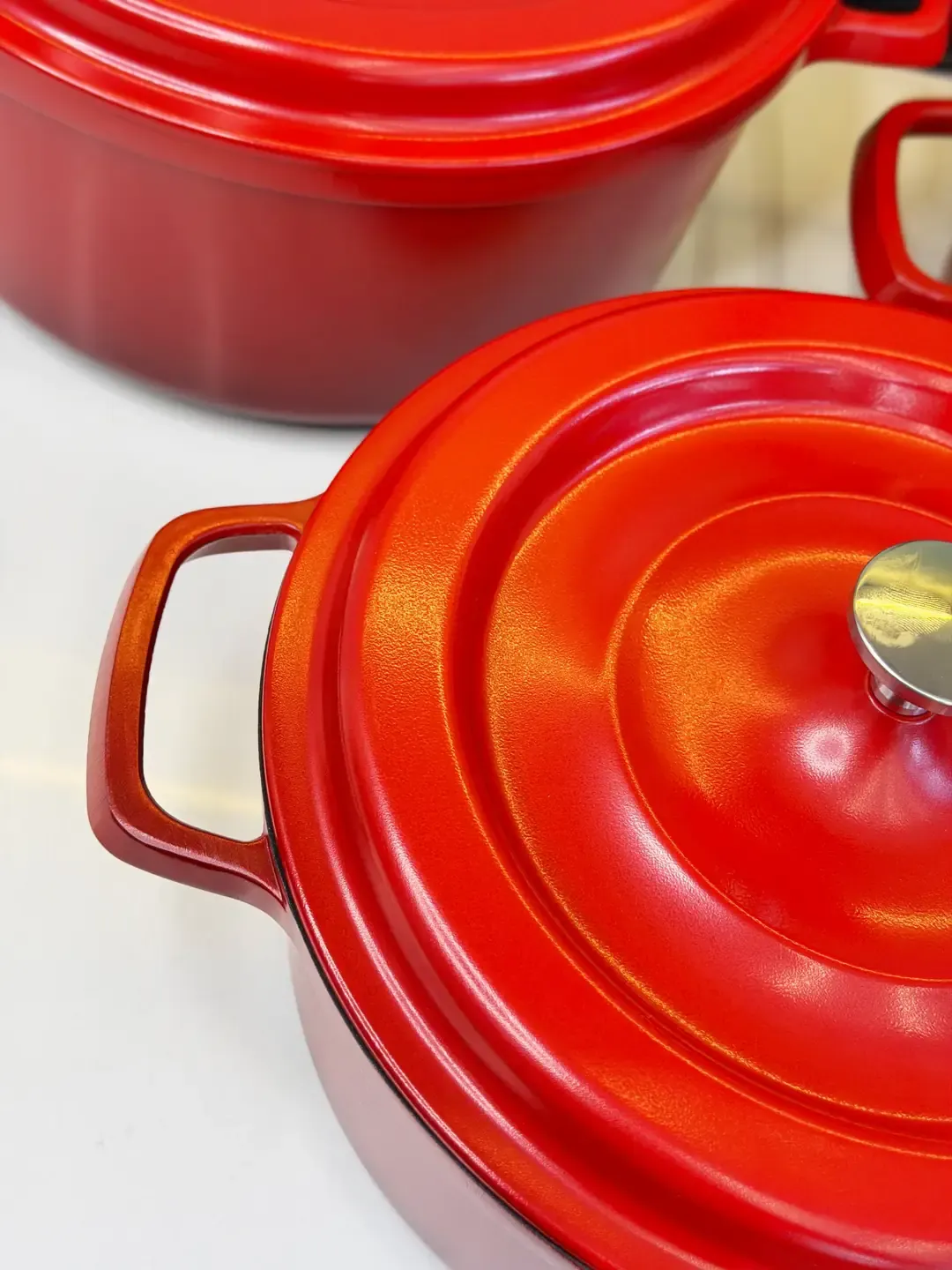 7 Parça Pro Chef Döküm Tencere Seti Kırmızı — görsel 3