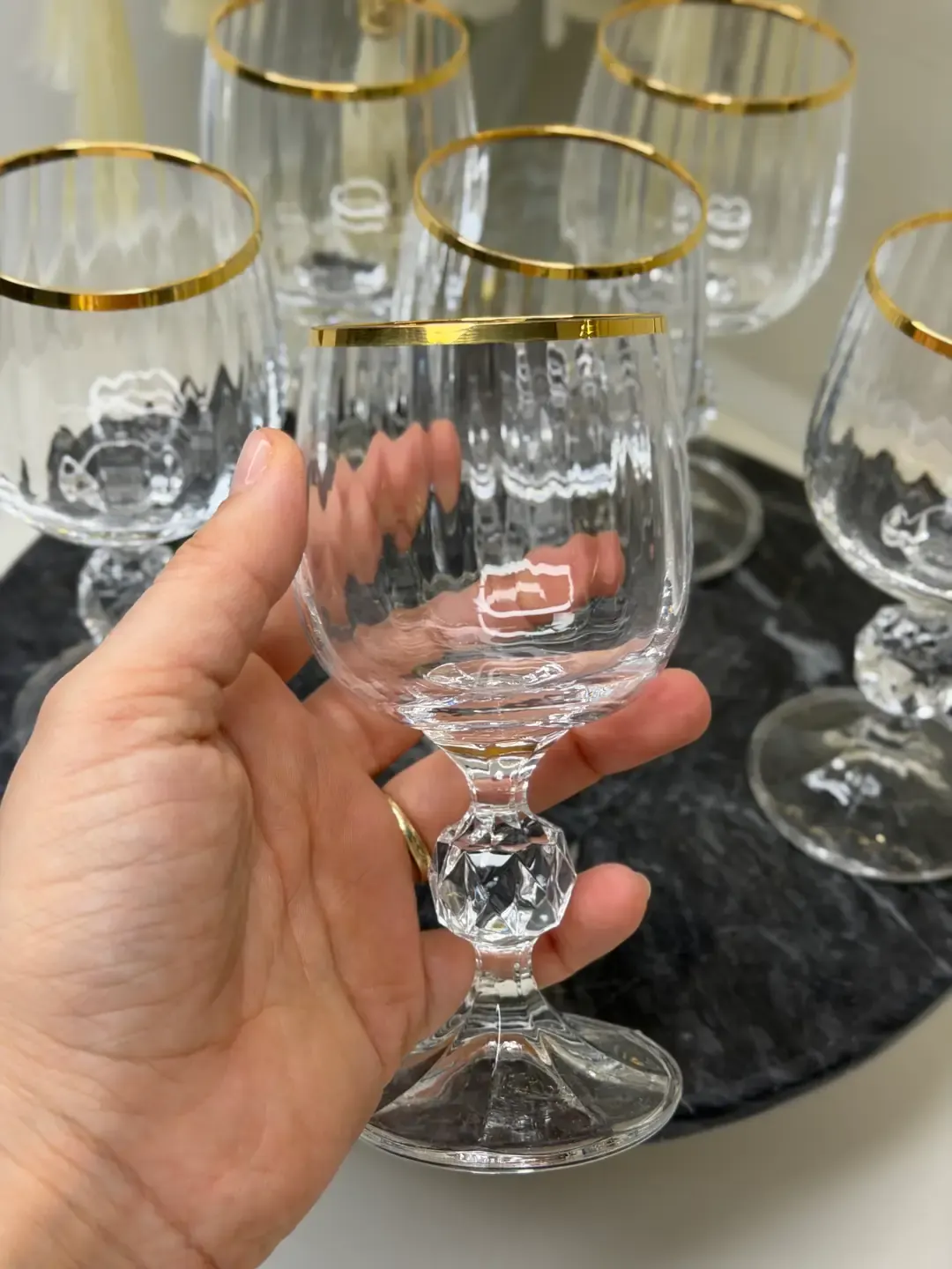 Bohemia 6lı Kendinden Çizgili Kristal Su Bardağı — görsel 3
