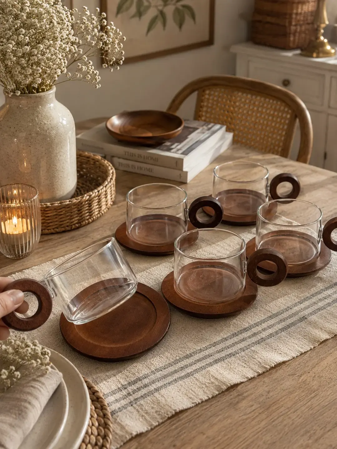 6lı Akasya Kulplu / Tabaklı Çay Fincanı — görsel 2