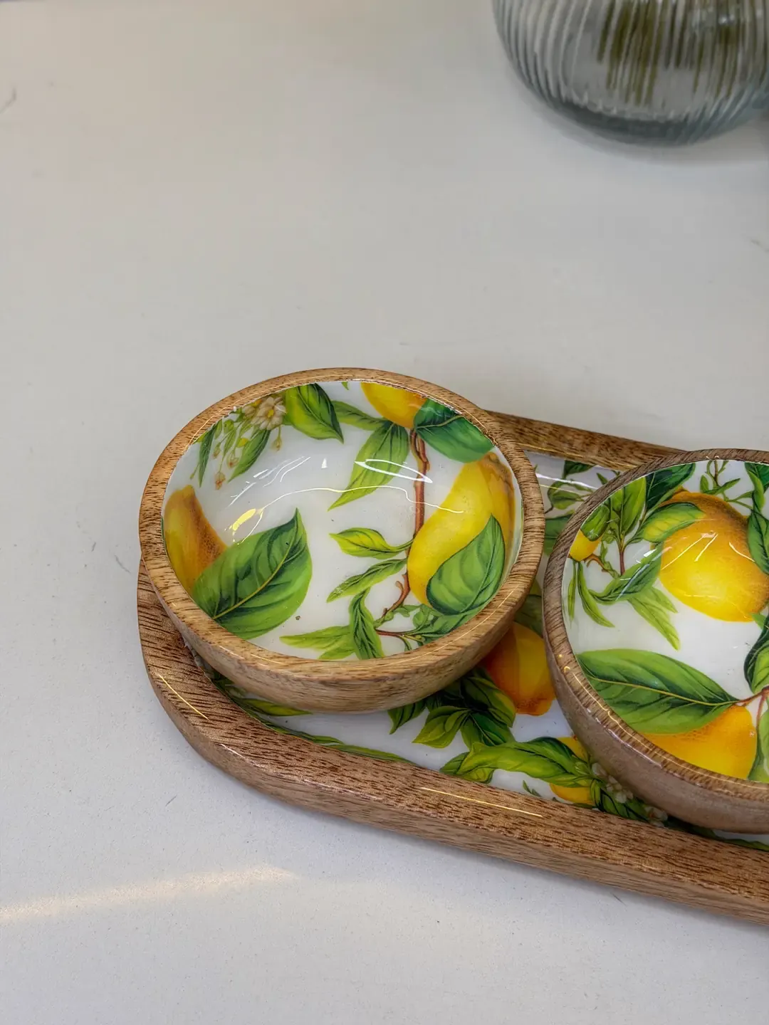 Mango Ağacı Limon Desen 3lü Dikdörtgen Tabaklı Sunum — görsel 2