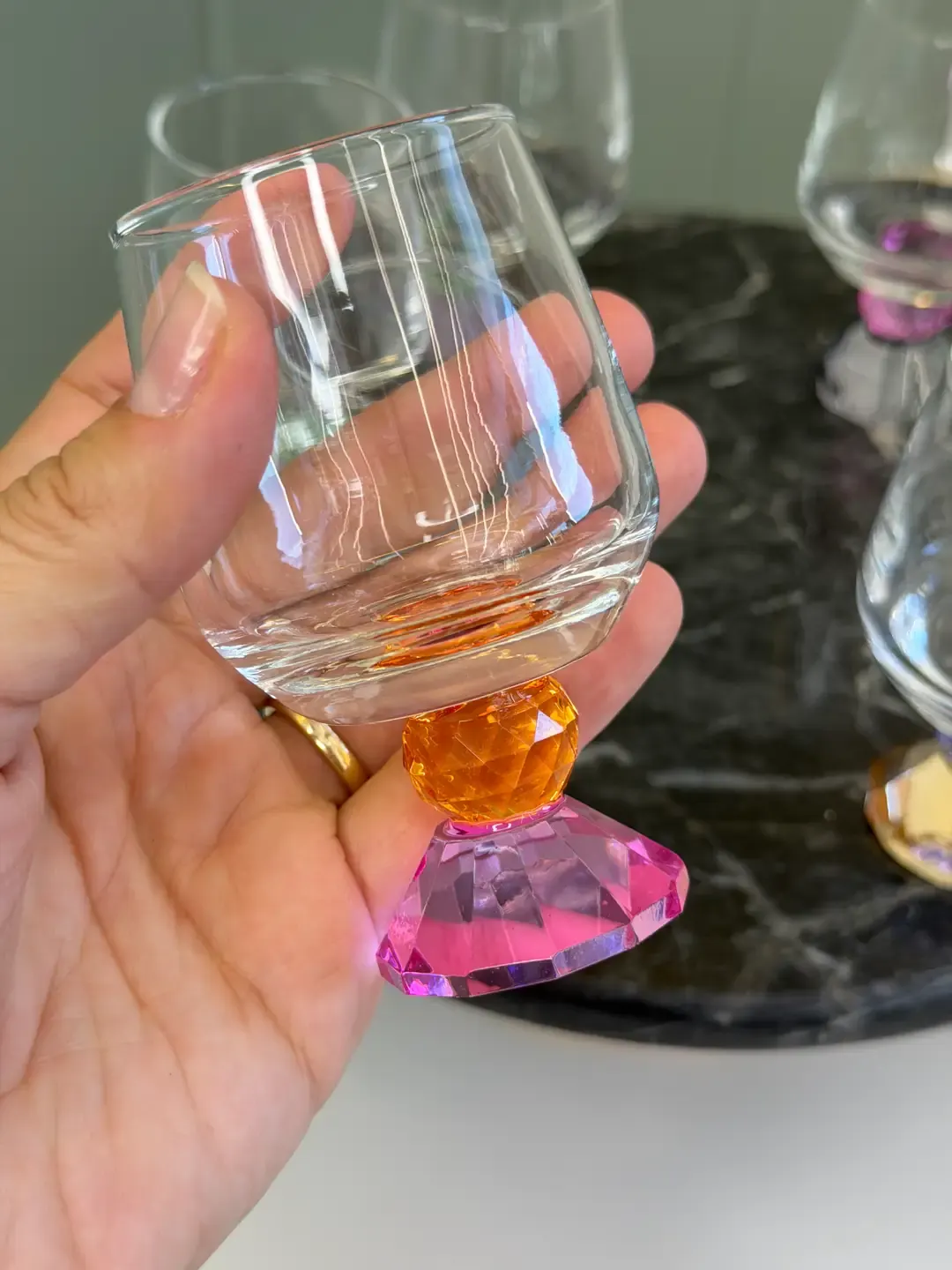 6lı Kristal Taşlı Kahve Yanı Su Bardağı — görsel 4