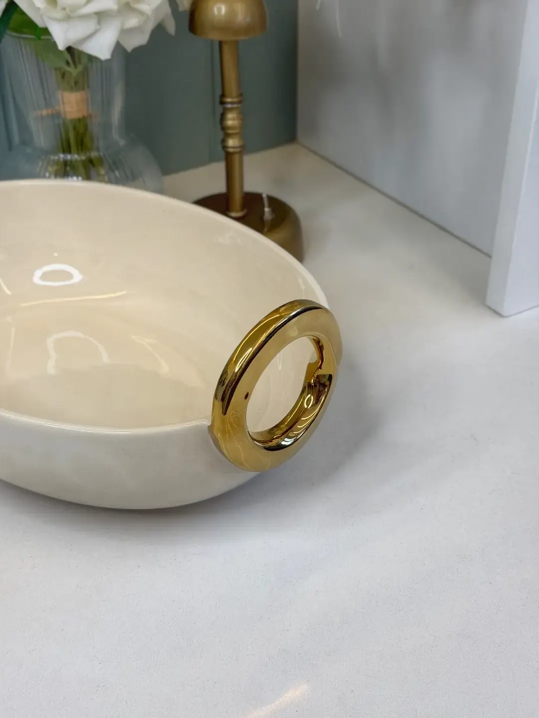 Lüx Gold Kulplu Oval Sunum Tabağı — görsel 3
