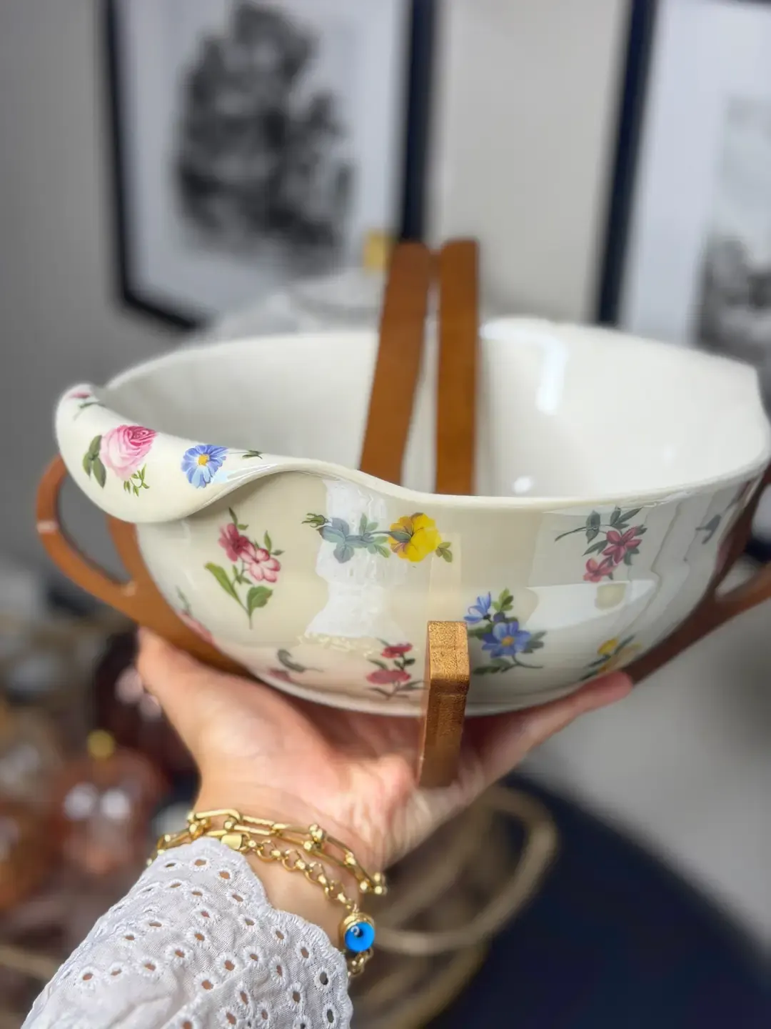 Pretty Sedefli Porselen Salata Kasesi / 2li Servis Kaşığı — görsel 2