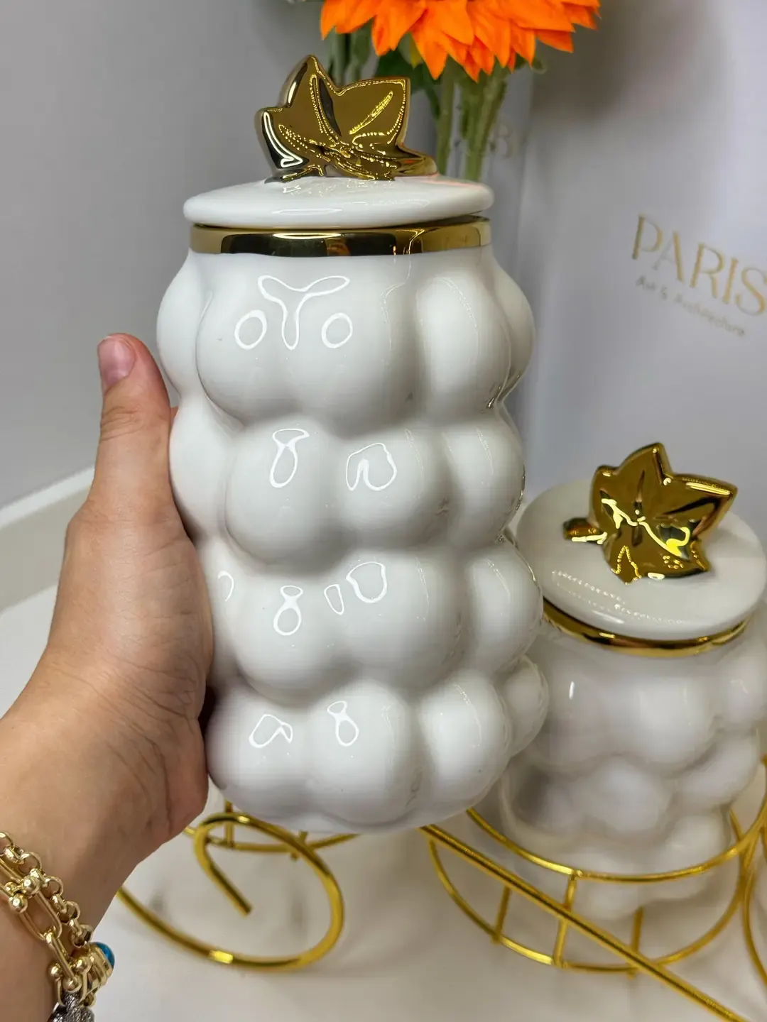 Bubble Gold Standlı Porselen Baharatlık — görsel 4