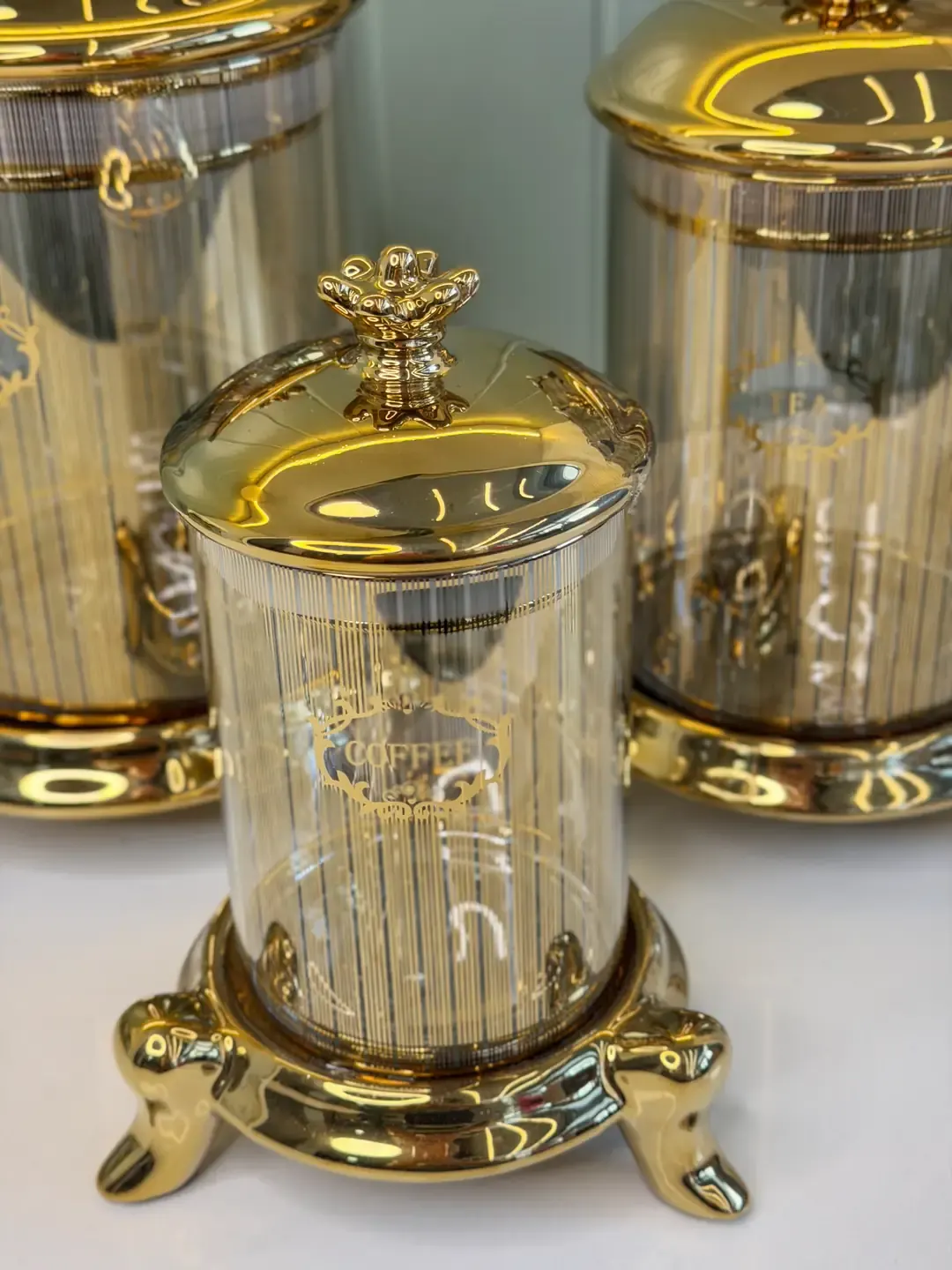 3lü Luxury Cam Kavanoz Gold — görsel 2