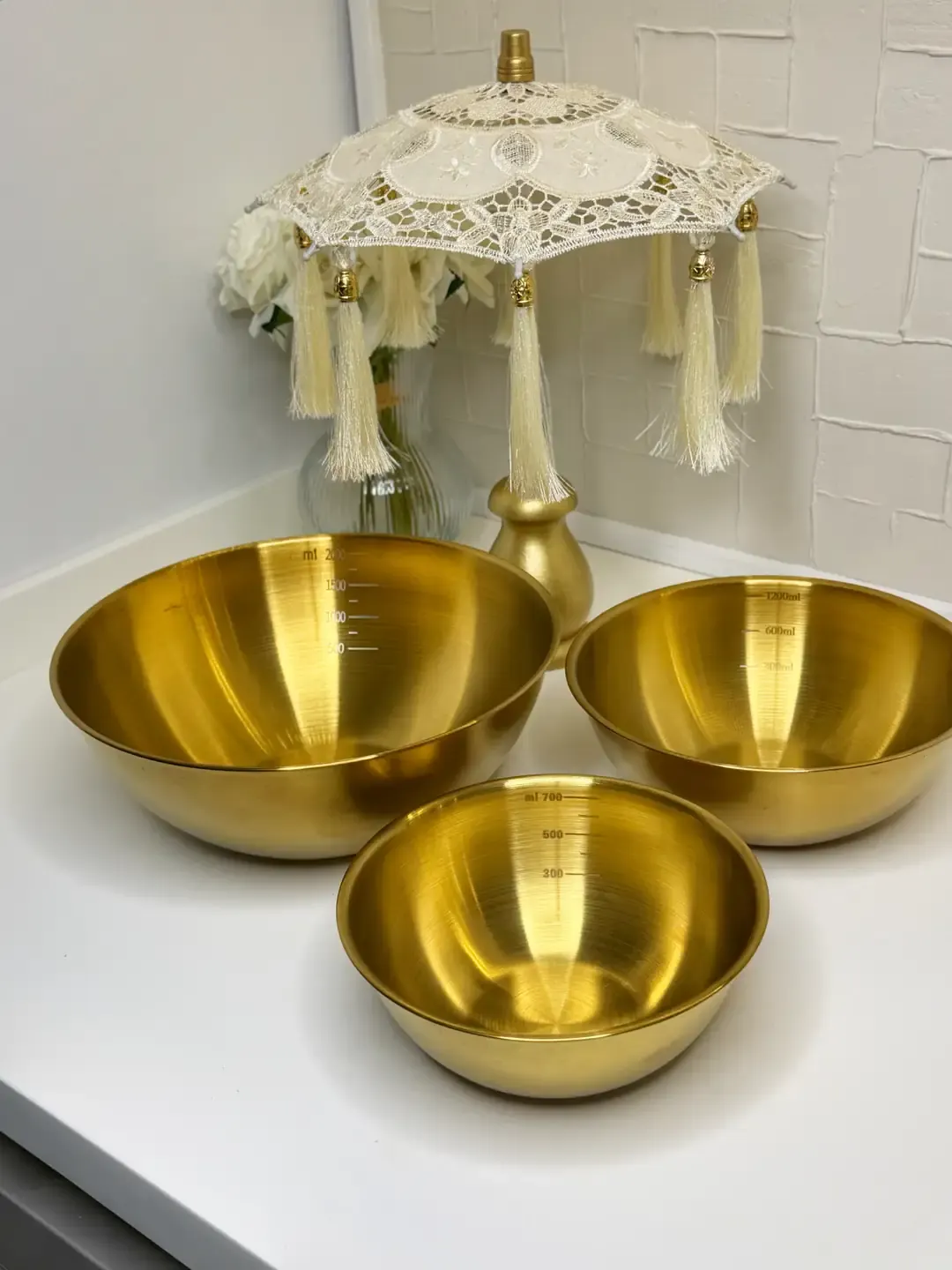3lü Gold Karıştırma Kabı / Sunum Kasesi