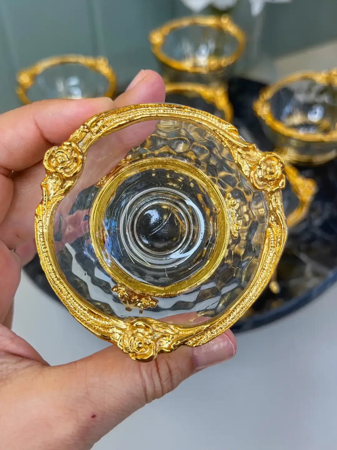6lı Gold Kahve Yanı Cam Drajelik — görsel 3
