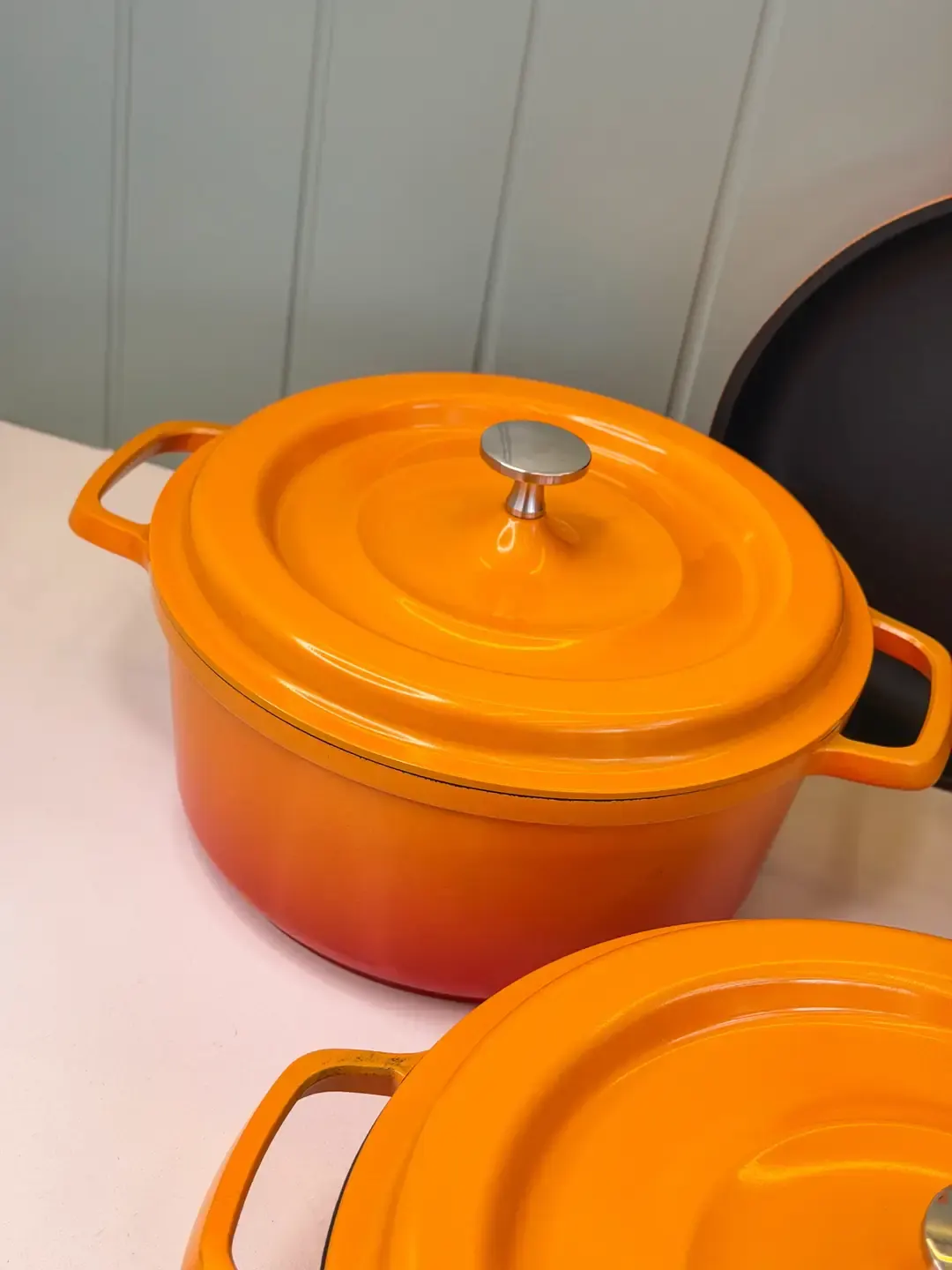 7 Parça Pro Chef Döküm Tencere Seti Turuncu — görsel 3