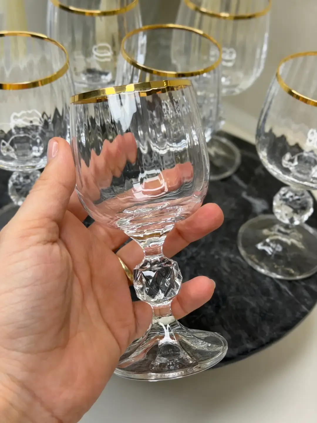 Bohemia 6lı Kendinden Çizgili Kristal Su Bardağı — görsel 2