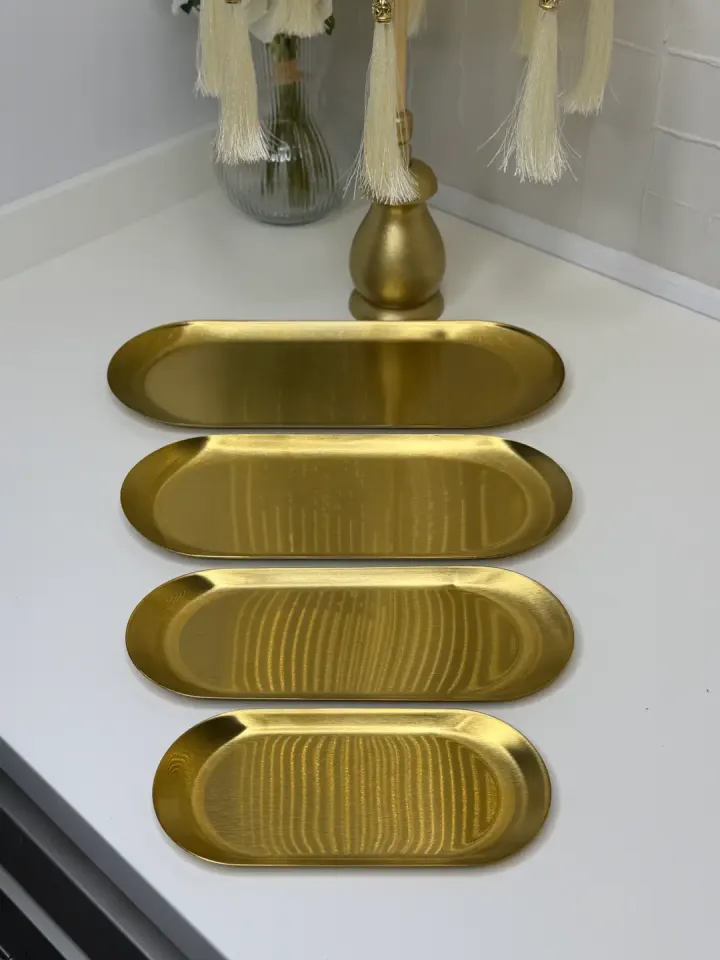 4lü Dikdörtgen Gold Sunum Tabağı