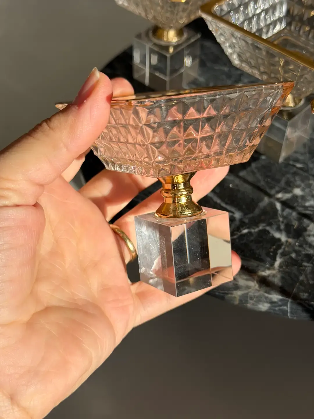 6lı Küp Ayaklı Gold Drajelik Kase — görsel 2