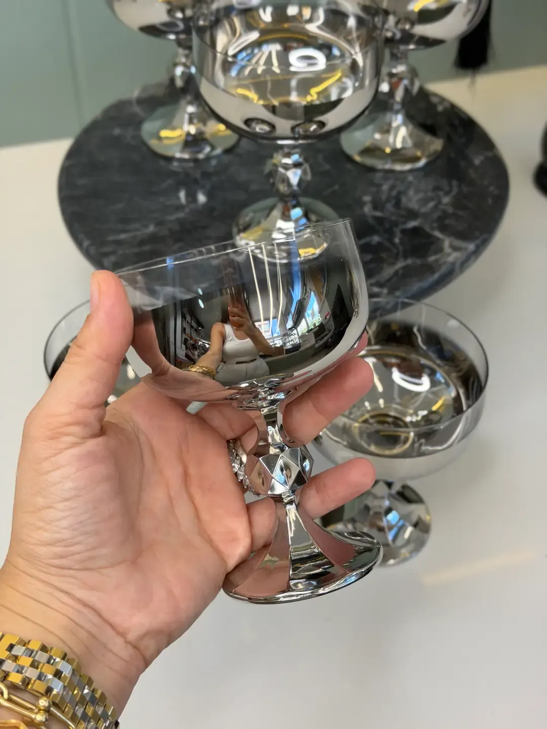 Dubai 6lı Gümüş Cup / Ayaklı Kase — görsel 4