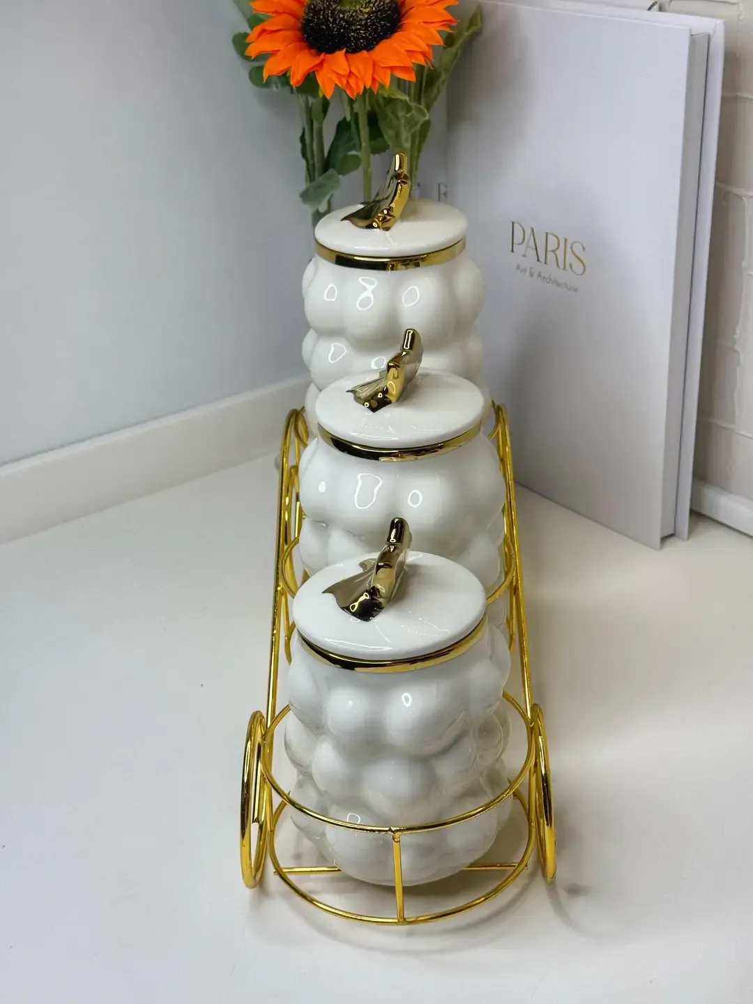 Bubble Gold Standlı Porselen Baharatlık — görsel 2