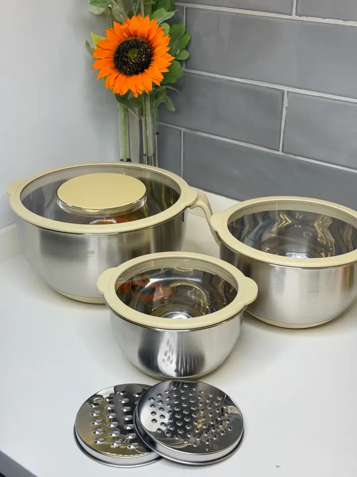 3lü Çelik Karıştırma/Saklama Kabı (Rendeli)